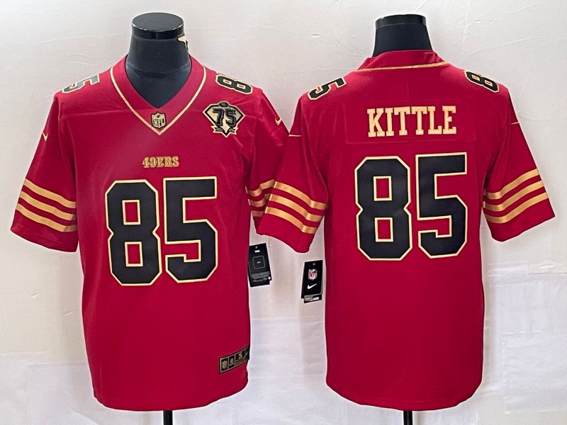 Men San Francisco 49ers #85 Kittle Red Gold 75th Nike Vapor Limited NFL Jersey->green bay packers->NFL Jersey